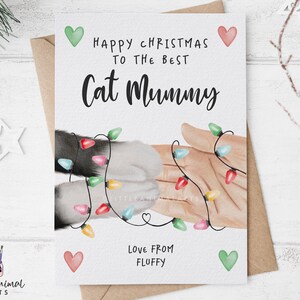 Katzenmama Weihnachtskarte | Katzenpfoten Weihnachtskarte, süße Karte von der Katze, Katzen Weihnachtskarte, Katzenmama Karte, Katzenmama Karte, Karte von Katze