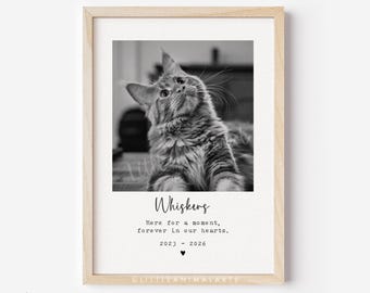 Regalo conmemorativo para gatos / Impresión conmemorativa de gatos, impresión fotográfica de gatos, regalo de condolencia por la pérdida de una mascota, impresión de una mascota, regalo por la pérdida de un gato, impresión fotográfica personalizada de un gato