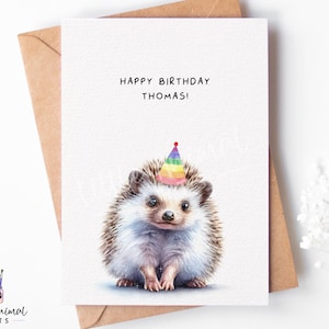 Biglietto di compleanno con riccio carino • Regalo personalizzato per amico, fidanzata, fidanzato, moglie, marito • Divertente compleanno con animale per lui e lei