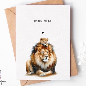 Carte future maman Lion • Voeux de baby shower, nouveau papa, grand-père • Cadeau de faire-part de grossesse en attente pour mari et petit ami