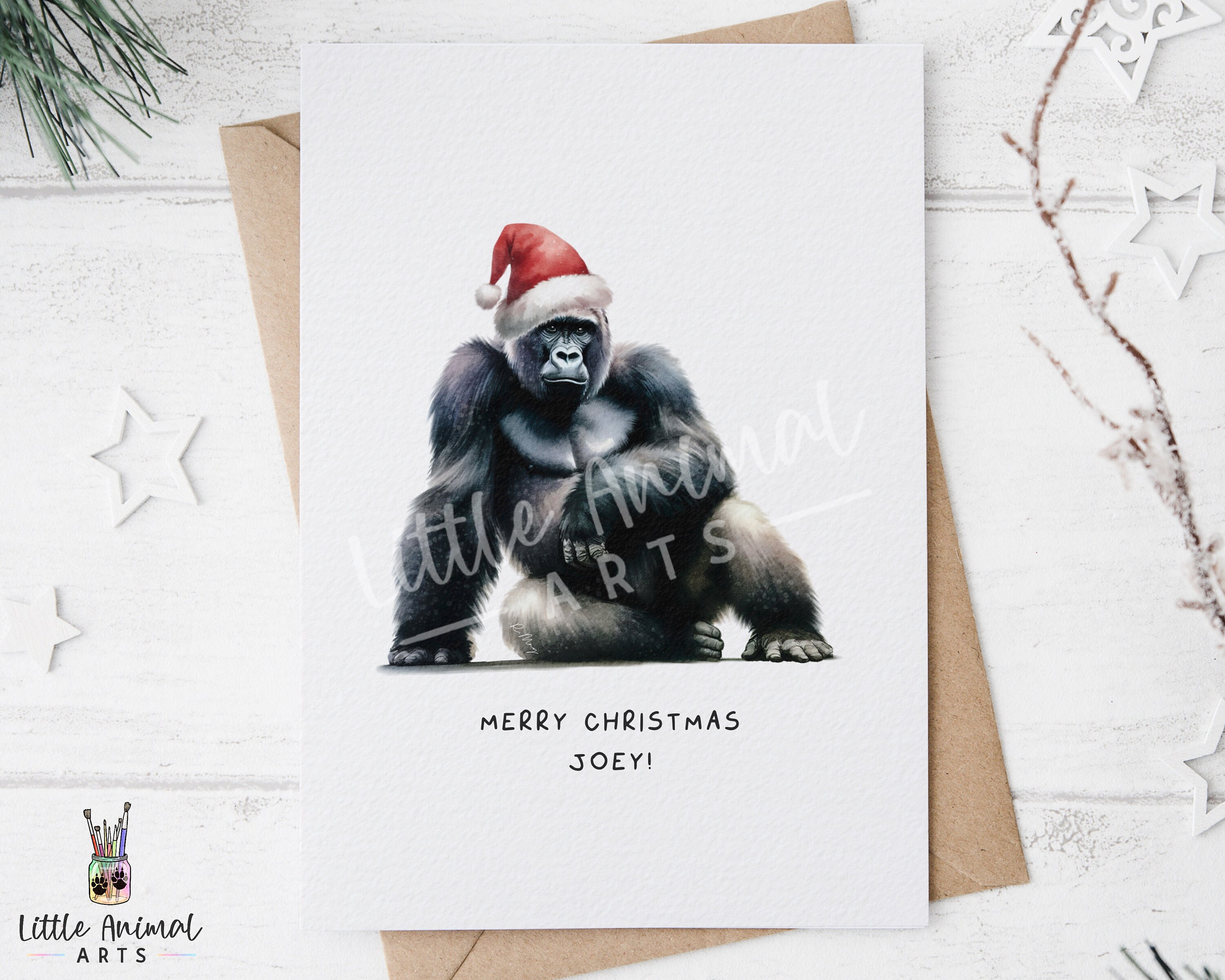 Funny Gorilla Christmas Card • Personalised Animal Greeting for