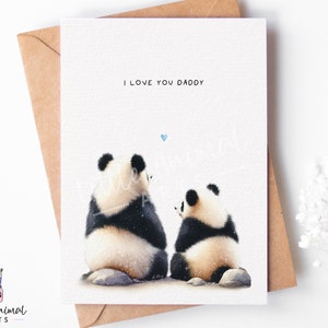 Schattige panda-vaderdagkaart • Gepersonaliseerde liefde voor je papa opa cadeau van zoon, dochter • 1e vaderdagcadeau van hobbel tot man