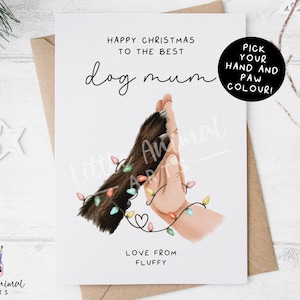 Weihnachtskarte für Hundemama • Personalisierter Labrador Schäferhund Pfote Grußgeschenk • Personalisiertes Dad Mum Geschenk vom Hund
