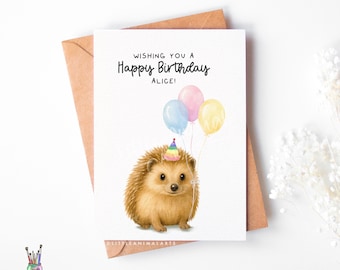 Hedgehog Birthday Card – Cute Hedgehog Birthday Card For Kids Animal Lovers – Funny Hedgehog Card – Luxury Art Greeting Card A6 A5