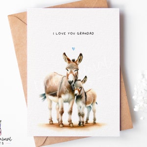 Vaderdagkaart Ezelopa • Gepersonaliseerde Love You Daddy-opa cadeau van zoon, dochter • 1e vaderdagcadeau van hobbel tot man