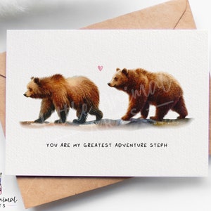 Tarjeta de amor de oso pardo • Saludo personalizado por el día de San Valentín para ella, él, esposa, esposo, prometido • Regalo de aniversario personalizado para novio o novia