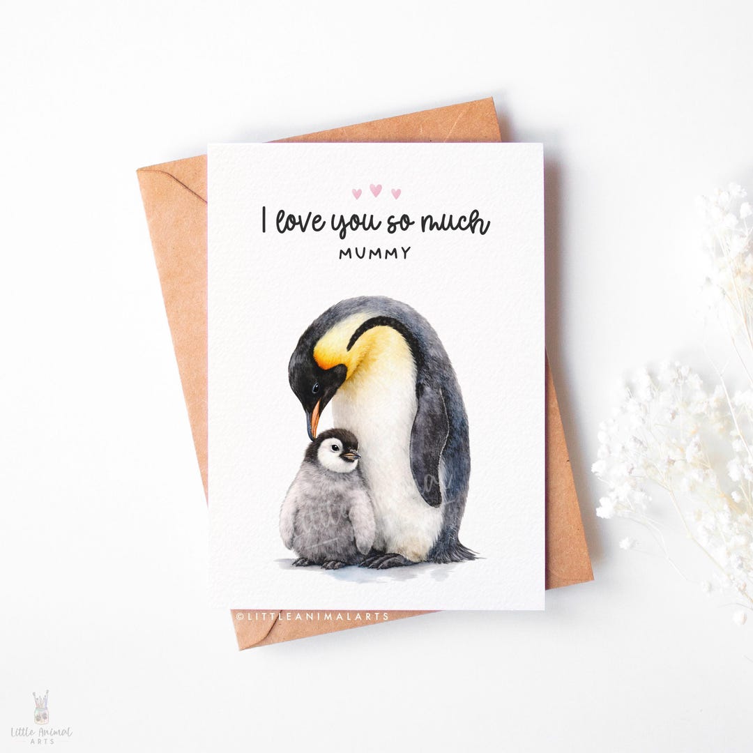 Penguin Mum Love Card | Cute Animal Mothers Day Birthday Card ...