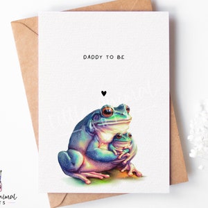 Carte de futur papa grenouille mignonne • Baby shower, nouveau papa, grand-père, voeux • Cadeau de faire-part de grossesse en attente pour mari et petit ami
