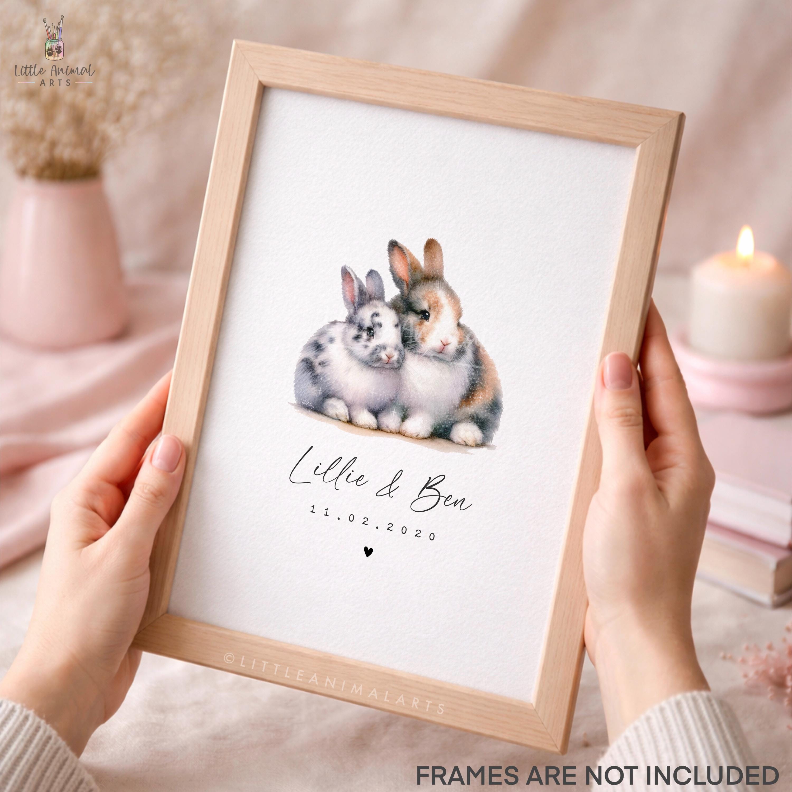 Bunny Rabbit Couple Personalised Print - Cute Animal Couple Gift ...