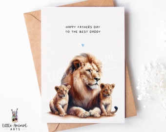 Lion Father's Day Card • Personalised Love You Daddy Grandad Gift from Son Daughter • 1st Fathers Day Present from Bump to Husband