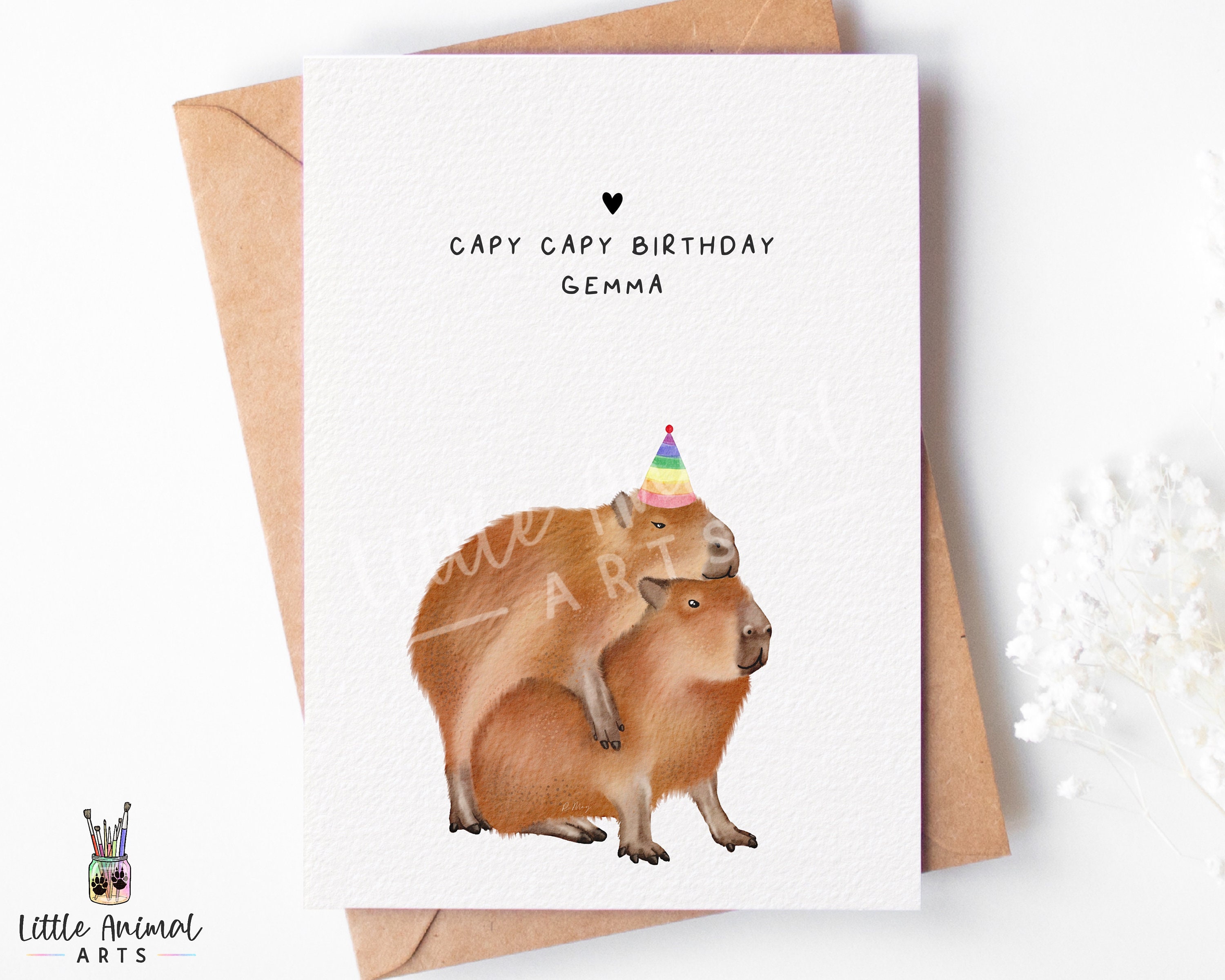 Funny Capybara Couple Birthday Card • Personalised Animal Gifts for Her Him • Custom Capy Greeting Husband Wife Boyfriend Girlfriend