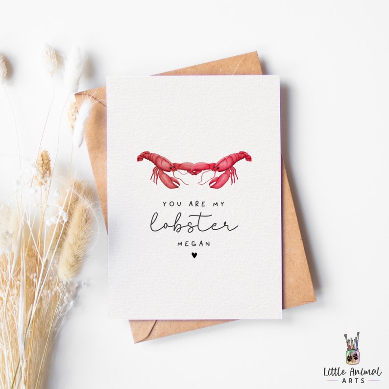Lobster Anniversary Card / friends lobster quote card, cute lobster card, lobster cards, lobster valentines day card, wedding card image 5
