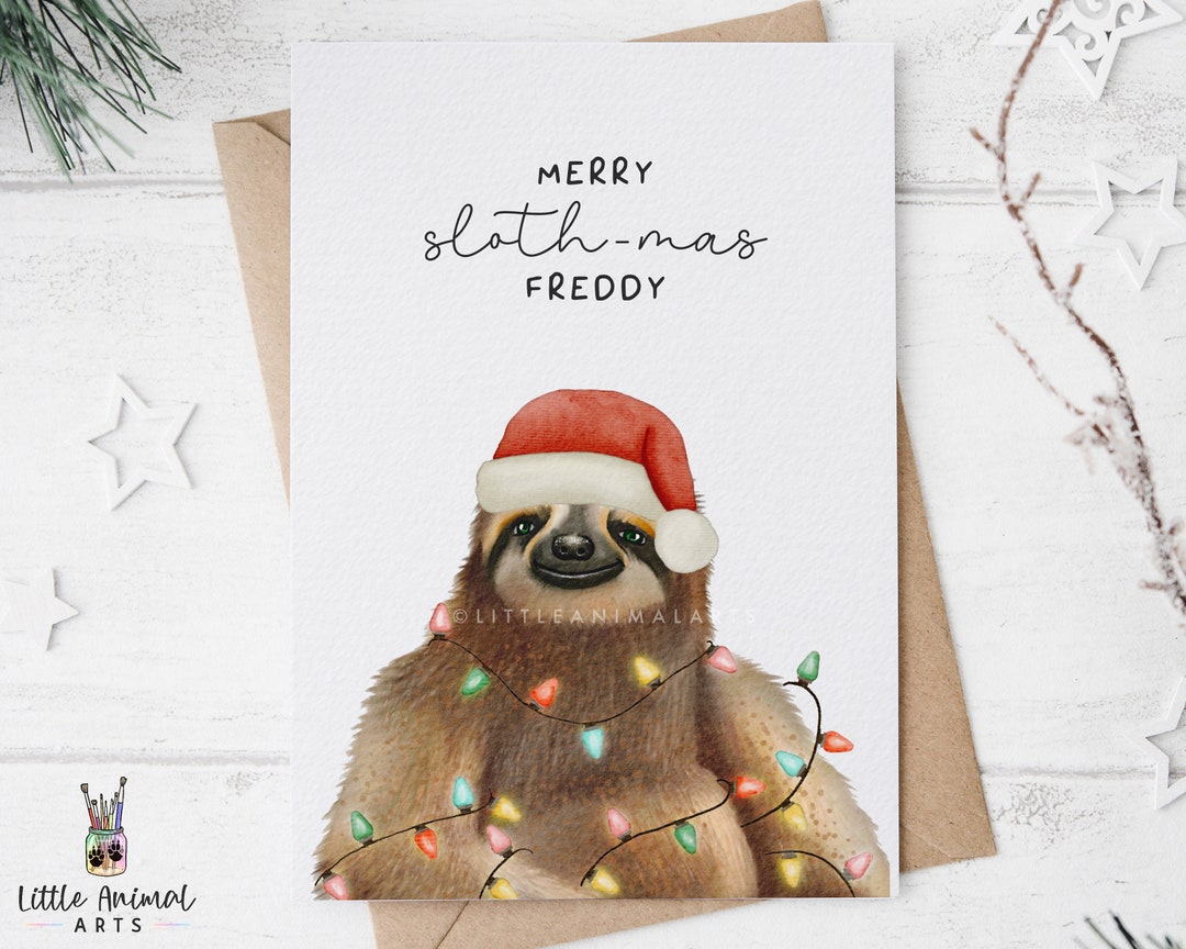 Sloth Christmas Card 