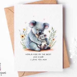 Moederdagkaart koalabeer • Gepersonaliseerde moedercadeau van dochter-zoon • Aangepaste verjaardagsgroet schattige koalababy en mama