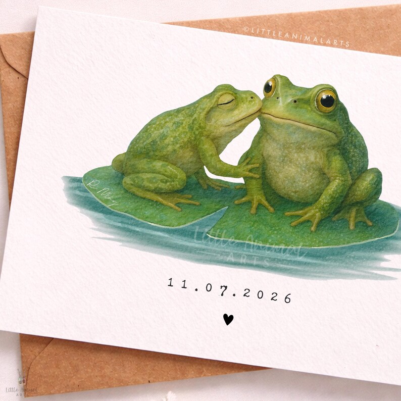 Frog Couple Card – Personalised Anniversary Card – Romantic Animal Love ...