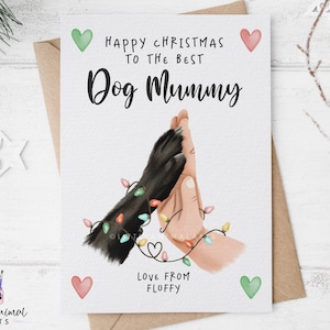 Hunde Mama Weihnachtskarte • Personalisiertes Haustier Pfote Grußgeschenk • Beste Hundemutter Geschenke
