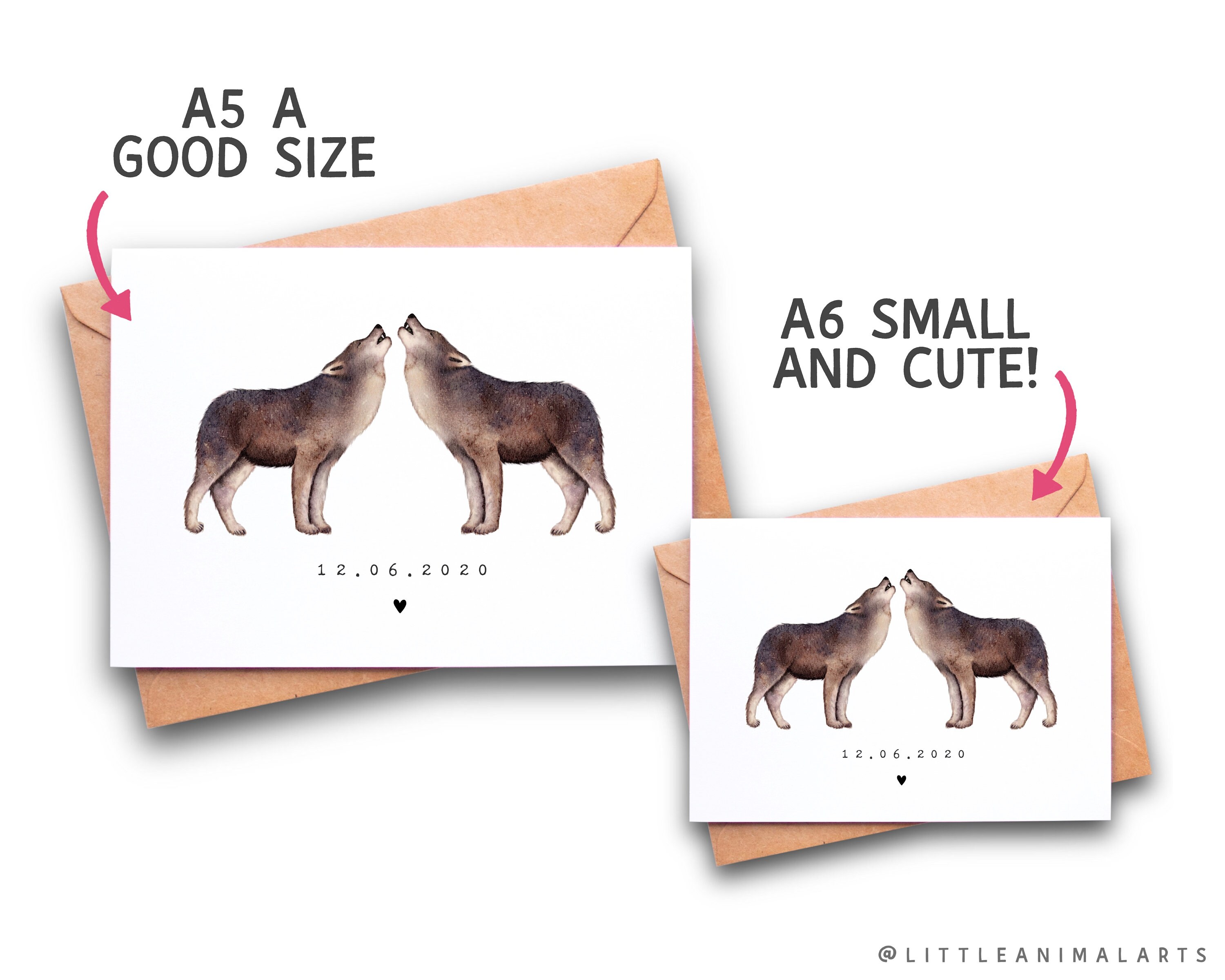 Wolf Anniversary Card / Wolf Valentines Day Card Wedding - Etsy