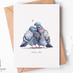 Liebeskarte mit Taube • Personalisierte Valentinstag Karte für Ihn Frau Ehemann Verlobten • Benutzerdefiniertes Geschenk zum Jahrestag Freund Freundin