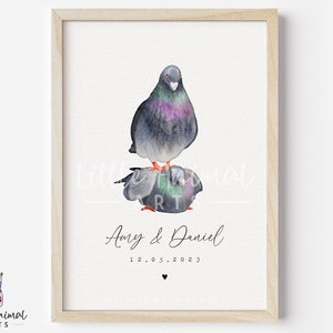 Funny Pigeon Couple Print | funny couple gift, cute pigeon gift for her, custom couple print for boyfriend, anniversary gift for girlfriend