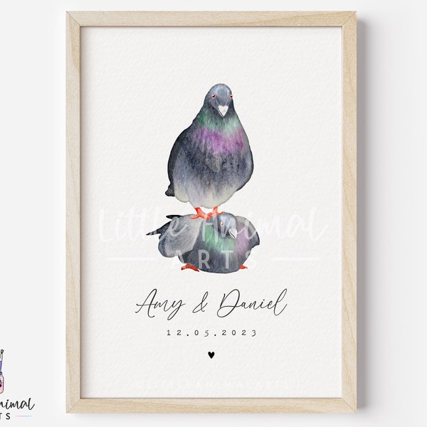 Impression drôle de couple de pigeons | cadeau de couple drôle, cadeau de pigeon mignon pour elle, impression de couple personnalisée pour petit ami, cadeau d'anniversaire pour petite amie