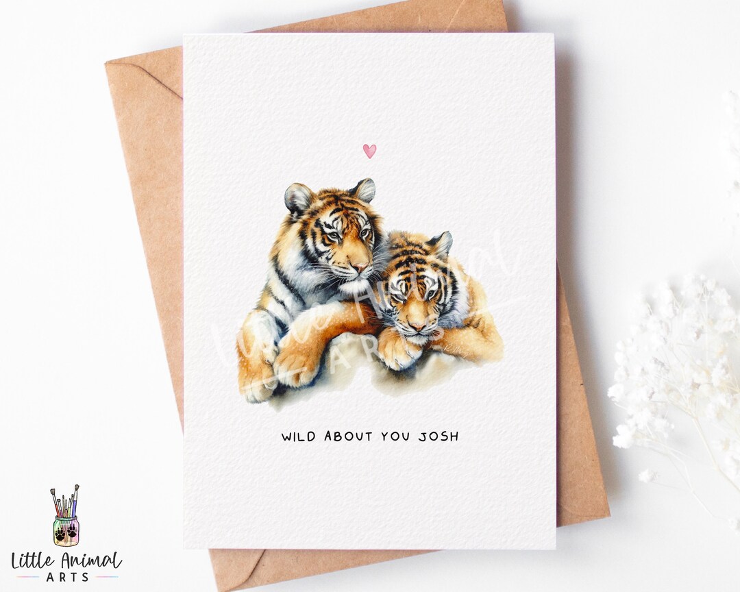 Cute Tiger Love Card • Personalised Valentines Day Greeting for Her Him ...