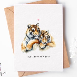 Leuke liefdeskaart tijger • Gepersonaliseerde Valentijnsdaggroet voor haar, hem, vrouw, echtgenoot, verloofde • Aangepast jubileumcadeau vriend(in)