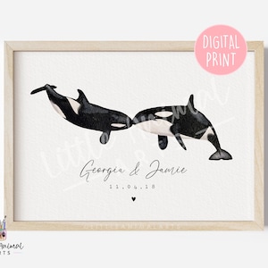 Personalized Orca Couple Print • Anniversary Gift (Digital Download)