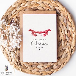 Lobster Anniversary Card / friends lobster quote card, cute lobster card, lobster cards, lobster valentines day card, wedding card image 4