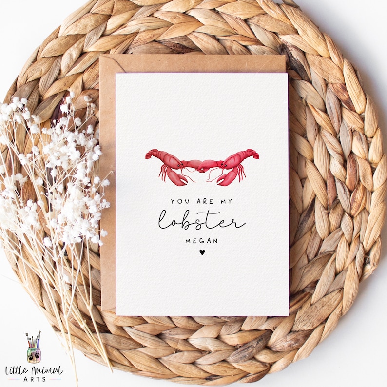 Lobster Anniversary Card / friends lobster quote card, cute lobster card, lobster cards, lobster valentines day card, wedding card image 4