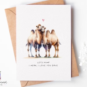 Grappige kameelliefdeskaart • Gepersonaliseerde Valentijnsdaggroet voor haar hem vrouw echtgenoot verloofde • Aangepast jubileumcadeau vriend vriendin