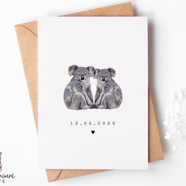 Koala Anniversary Card | cute koala card, koala bear love card, Australian wedding card, koala wedding gifts, koala greeting card