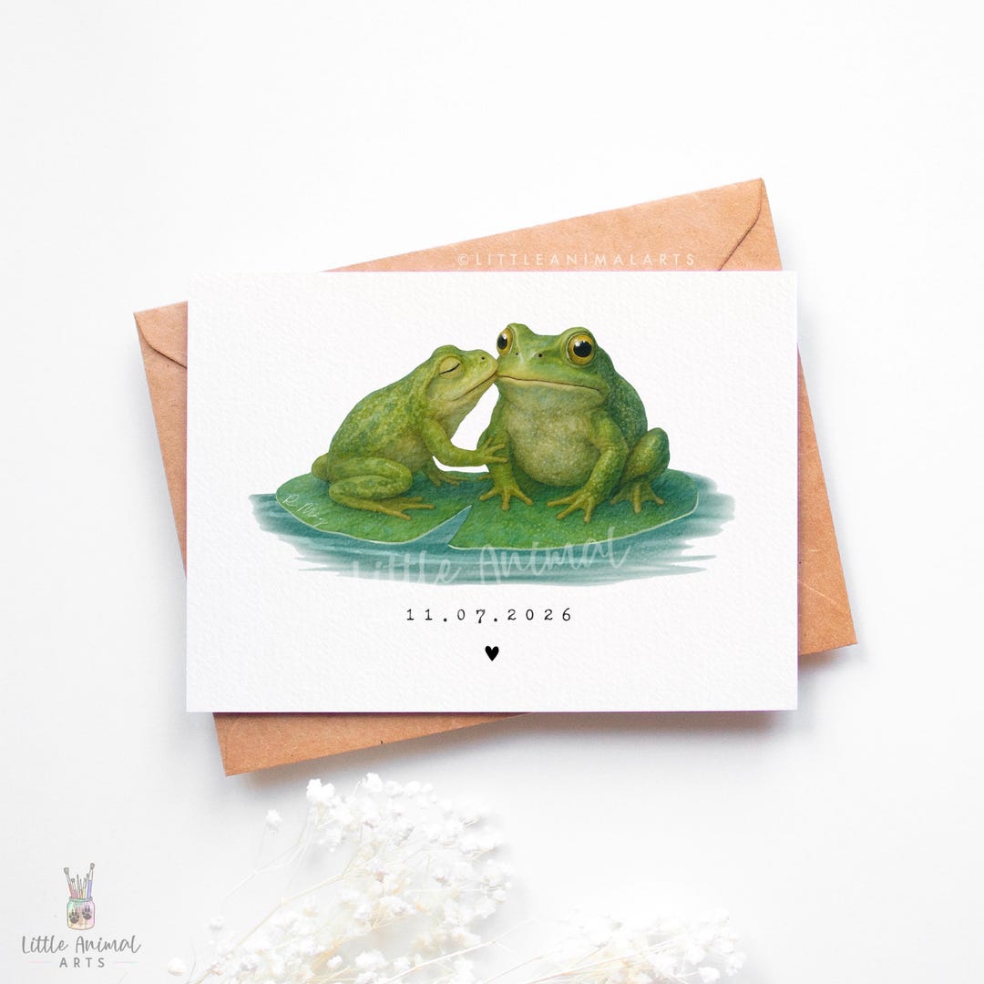 Frog Couple Card – Personalised Anniversary Card – Romantic Animal Love ...