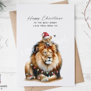Biglietto di Natale "Daddy Lion" • Regalo personalizzato per papà e figlio/figlia • Regalo di Natale personalizzato per lui/lei, padre e nonno