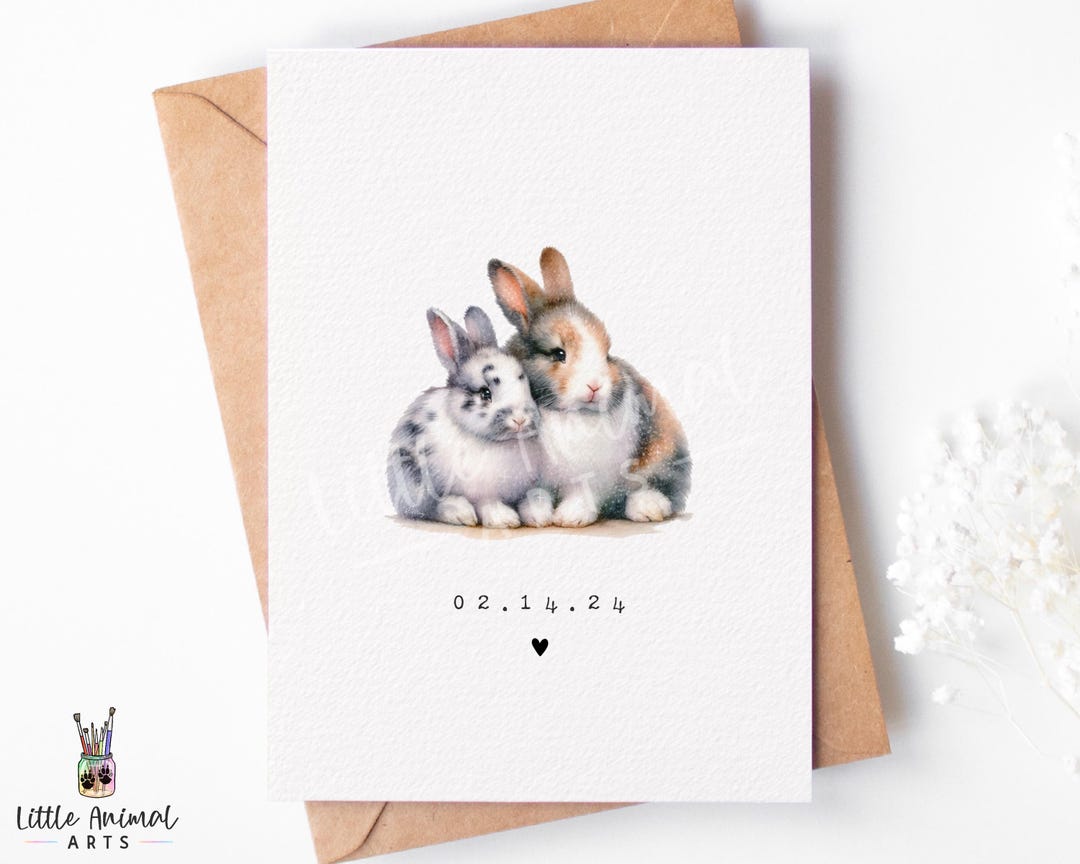 Rabbit Couple Card • Personalised Wedding Anniversary Valentines Day ...