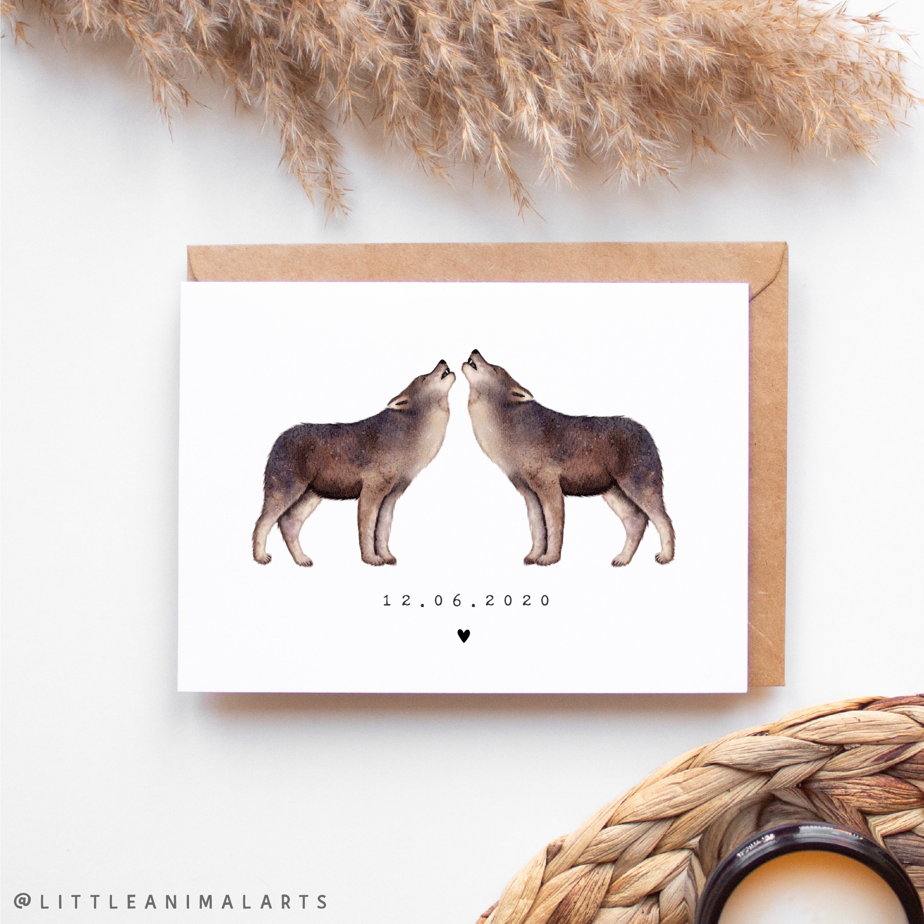 Wolf Anniversary Card / Wolf Valentines Day Card Wedding - Etsy