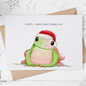 Leuke kerstwenskaart kikker • Gepersonaliseerde grappige cadeaus voor vriend Vriendin • Vrouw echtgenoot Diercadeaus