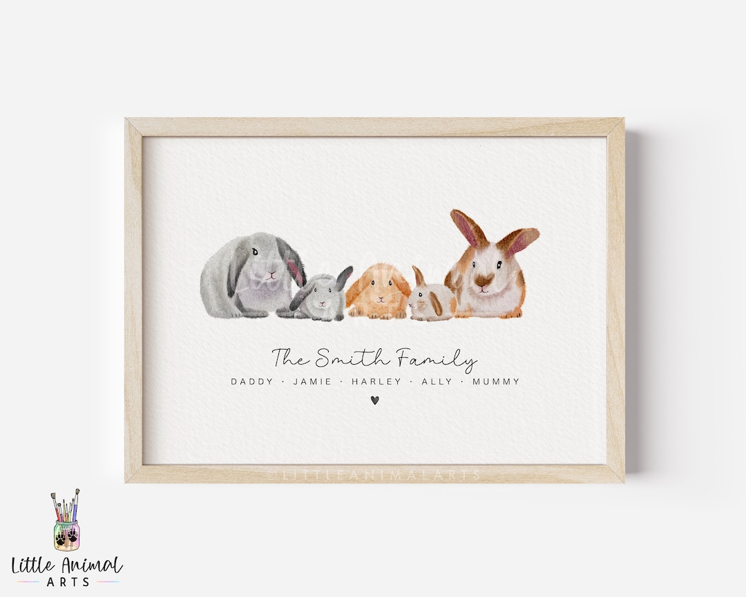 Rabbit Family Art Print Animal Family Print Personalised - Etsy