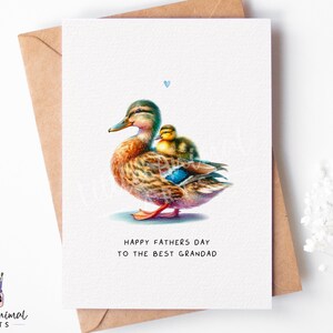Biglietto d'auguri per la festa del papà con anatra • Regalo personalizzato per osservatori di uccelli per nonni da parte di figlio e figlia • Primo regalo per la festa del papà da parte di Bump al marito