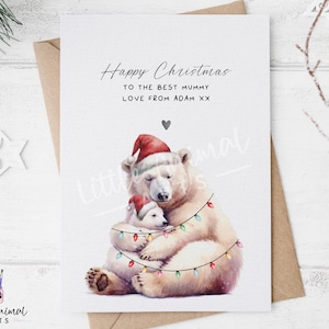 Mama Eisbär Weihnachtskarte • Personalisiertes Mutter Tochter Grußgeschenk • Benutzerdefinierte Sohn Baby Geschenk