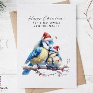 Carte de Noël pour grands-parents aux seins bleus • Cadeau personnalisé pour grand-père et petit-fils • Cadeau de vacances personnalisé pour sa grand-mère et sa nounou