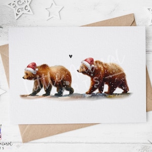 Süße Bären Paar Weihnachtskarte • Mann Frau Freundin Freund Geschenke • Personalisierter Sentimentaler Tier Gruß für Partner Verlobten