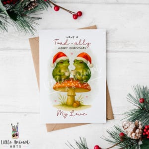Funny Frog Christmas Card • Personalised Toad Xmas Card • Cute Animal Holiday Card for Him Her Couple Boyfriend Girlfriend