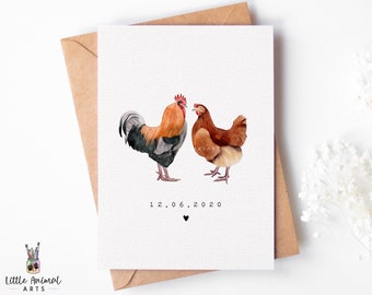 Chicken Anniversary Card | chicken valentines day card, chicken gifts, funny chicken greeting card, rooster card, wedding card