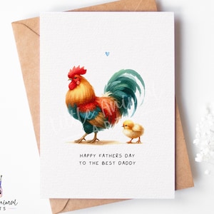 carte de fête des pères de <br> Profitez-en ! carte papa coq personnalisée, carte papa poulet, cadeaux poulet pour papa, carte poulet fête des pères pour papa