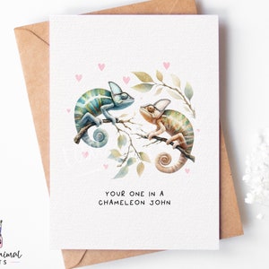 Chameleon-liefdeskaart • Gepersonaliseerde Valentijnsdaggroet voor haar, hem, vrouw, echtgenoot, verloofde • Aangepast jubileumcadeau vriend(in)