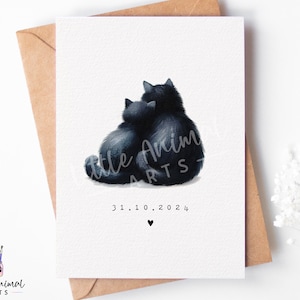 Carte d'anniversaire de chat noir • Cadeau de fiançailles de mariage personnalisé • Voeux de couple pour la Saint-Valentin • Pour petite amie petit ami mari femme