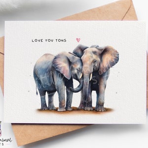 Tarjeta de amor con elefante • Saludo personalizado para el día de San Valentín para ella, él, esposa, esposo, prometido • Regalo de aniversario personalizado para novio y novia