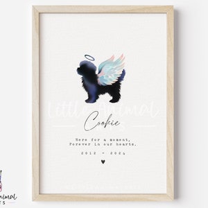 Dog Memorial Art Print  • Sentimental Sympathy Yorkie Pet Loss Gift • Personalised Heaven Animal Angel Wings Present