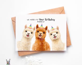 Alpaca Birthday Card – Funny Alpaca Llama Birthday Card – Cute Farm Animal Birthday Card For Alpaca Lovers – Luxury Art Greeting Card A6 A5