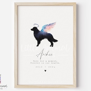 Dog Memorial Art Print  • Sentimental Sympathy Pet Loss Gift • Personalised Heaven Animal Angel Wings Present